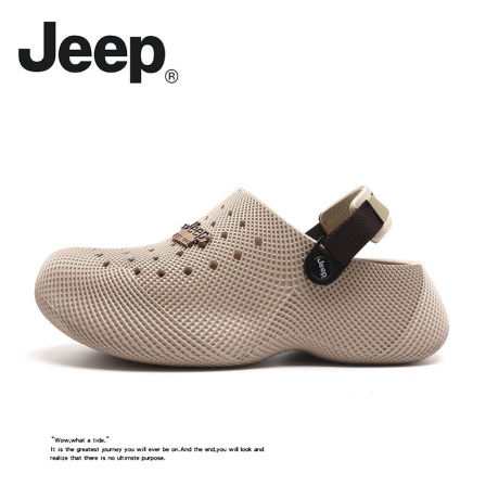 JEEP/吉普洞洞凉拖鞋男款夏3D质感厚底开车包头拖休闲情侣沙滩鞋A