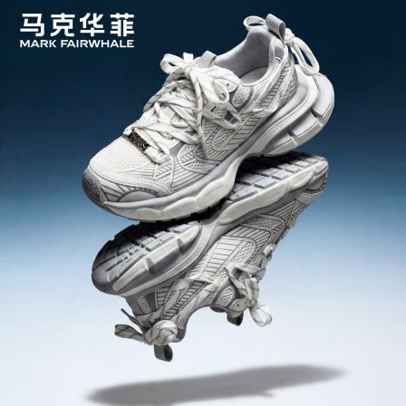 马克华菲男鞋夏透气老爹鞋男2026新款白色运动鞋休闲增高男款鞋子