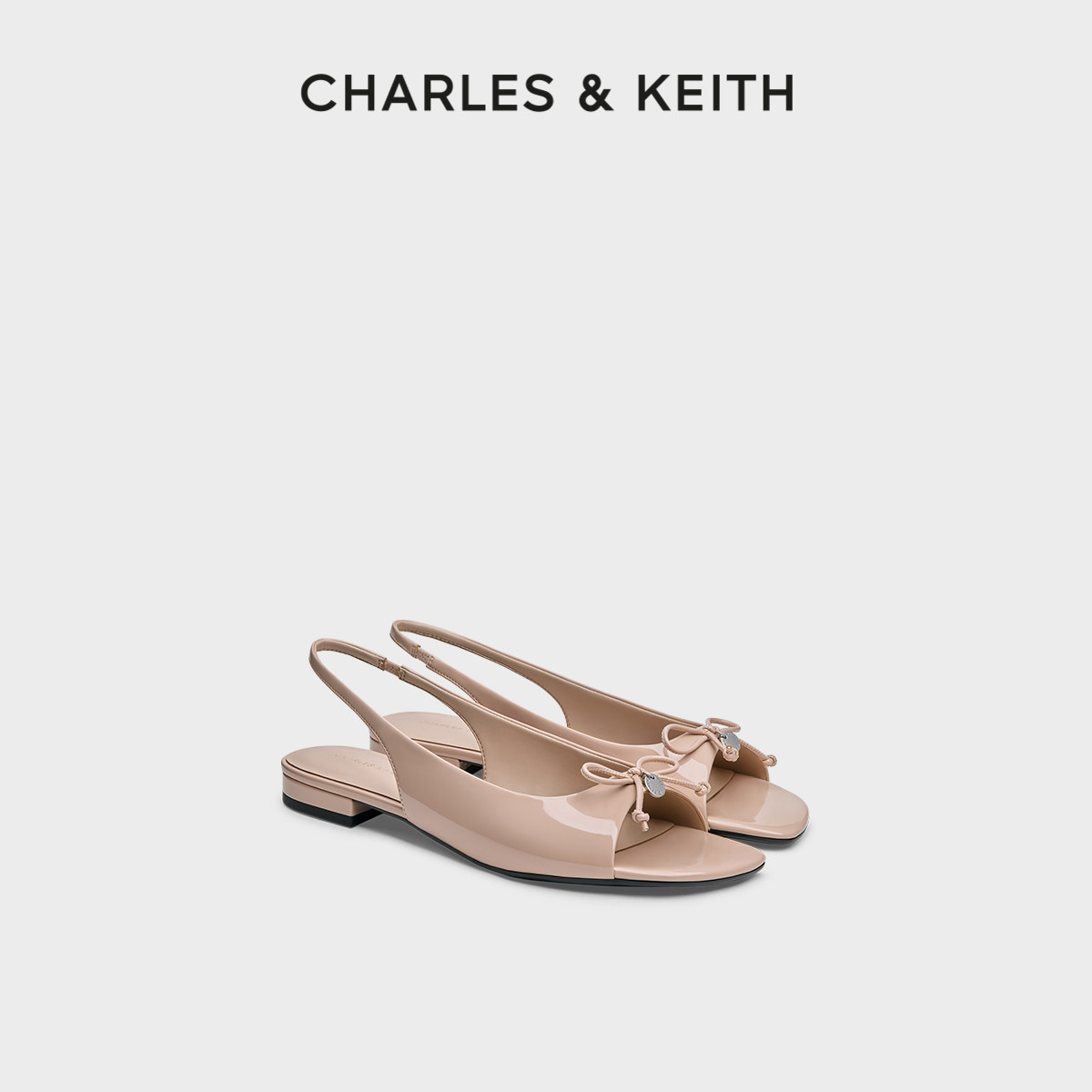 CHARLES&KEITH26夏新款CK1-70920240时尚波点蝴蝶结露趾平底凉鞋主图