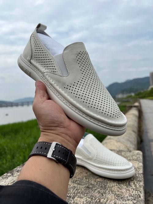 头层牛皮一脚蹬镂空男鞋2026夏季打孔透气洞洞鞋牛筋软底乐福鞋男主图