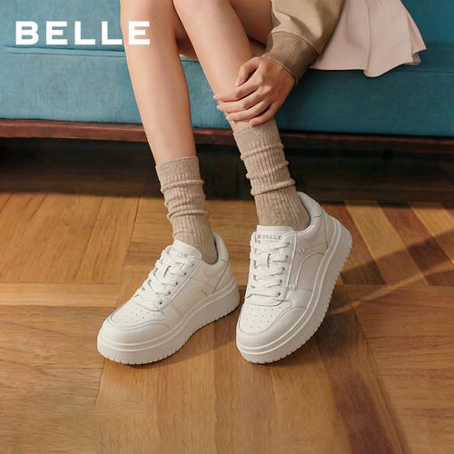 【达人】百丽舒适印记小白鞋女26新舒适厚底板鞋B3058AM6/B3058BM6主图