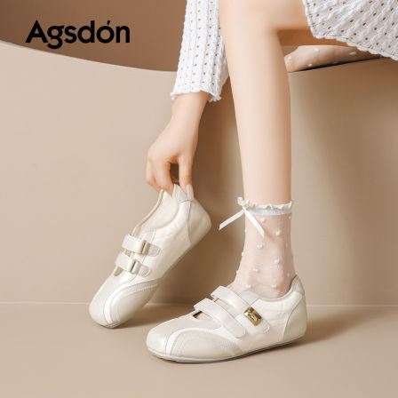 奥古狮登运动玛丽珍单鞋女2026新款夏季透气芭蕾不累脚魔术贴板鞋