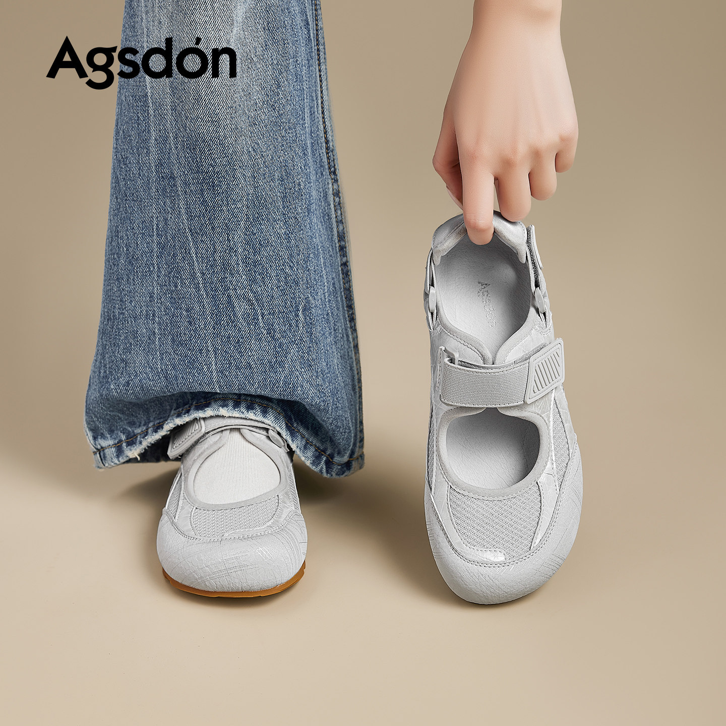 奥古狮登运动玛丽珍透气芭蕾单鞋2026春夏新款女鞋魔术贴德训凉鞋主图