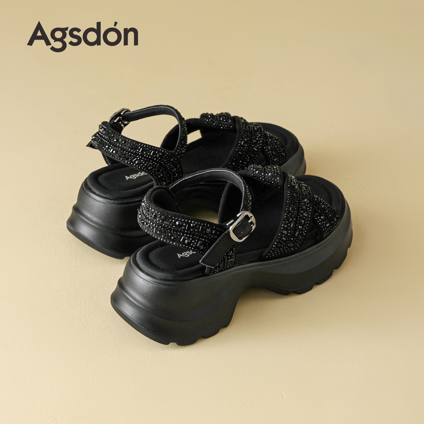 奥古狮登松糕厚底凉鞋女款2026新款夏季外穿绝美百搭不累脚凉拖鞋主图