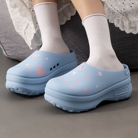 Adidas阿迪达斯三叶草女鞋厚底包头鞋26夏季厨师鞋穆勒鞋KH5902