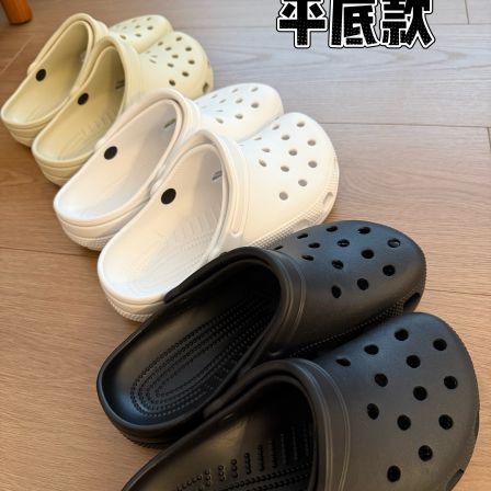 miss muzi “男女版 平底洞洞鞋”经典款~户外凉鞋包头平底洞洞鞋