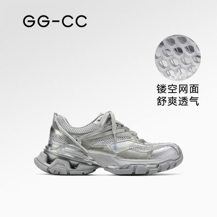 GGCC潮流做旧网面老爹鞋女2026年夏季新款厚底增高透气休闲鞋