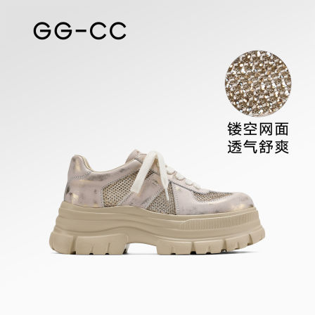 【流心泡芙】GGCC2026年夏季新款潮流钻饰网面休闲鞋女厚底增高鞋