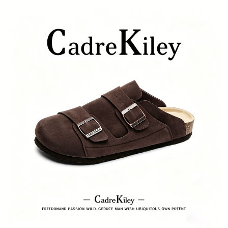 [轻奢潮牌]CadrvKilry真皮勃肯鞋男士外穿高端老钱风包头拖鞋情侣