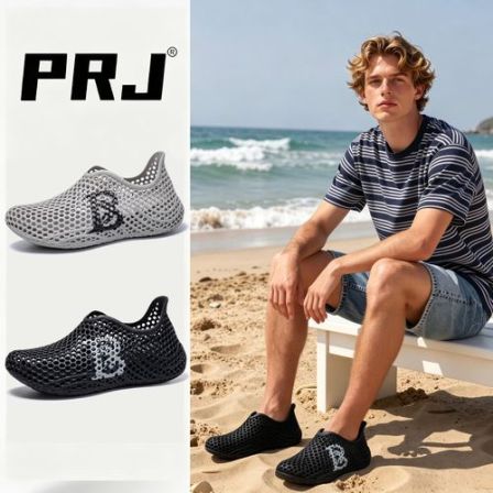 PRJ3D打印拖鞋男款透气防滑科技软底一脚蹬沙滩鞋户外软底洞洞鞋