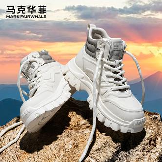马克华菲马丁靴男款2026新款白色真皮工装靴增高户外短靴男士靴子主图