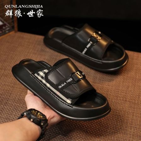 群狼·世家2026夏季新款时尚拖鞋轻奢百搭外穿厚底防滑男士凉拖鞋