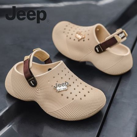 JEEP/吉普洞洞凉拖鞋3D科技男士厚底防滑透气包头拖踩屎感沙滩鞋