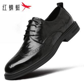 红蜻蜓男夏款透气商务皮鞋系带真皮软底休闲皮鞋头层牛皮防滑百搭