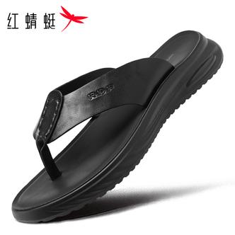 红蜻蜓人字拖牛皮凉拖鞋真皮休闲拖鞋男夏天透气户外休闲外穿软底主图