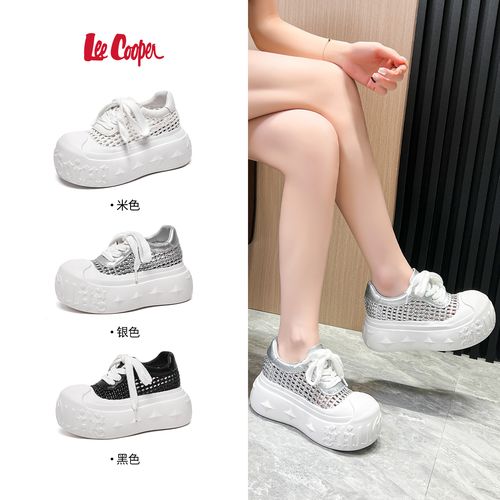 【增高8CM 】LEE COOPER厚底休闲鞋女2025夏款镂空大头鞋松糕鞋泡芙主图