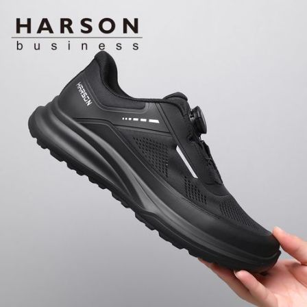 Harson/哈森夏季透气网鞋旋转扣网面鞋百搭潮流运动休闲鞋男通勤