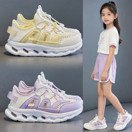 女童运动鞋2026新款夏季镂空网鞋女孩透气小白鞋网面板鞋儿童鞋子