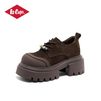LEE COOPER【琥珀流光】厚底乐福鞋女2025秋款珠串复古百搭系带单鞋主图