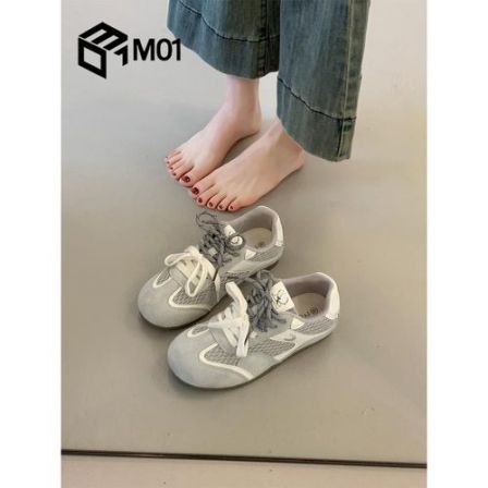 M01爆款百搭厚底板鞋女夏薄款德训鞋2026新款透气平底运动休闲鞋