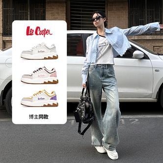 Lee Cooper 2025春季新款女鞋厚底增高板鞋时尚撞色运动休闲鞋