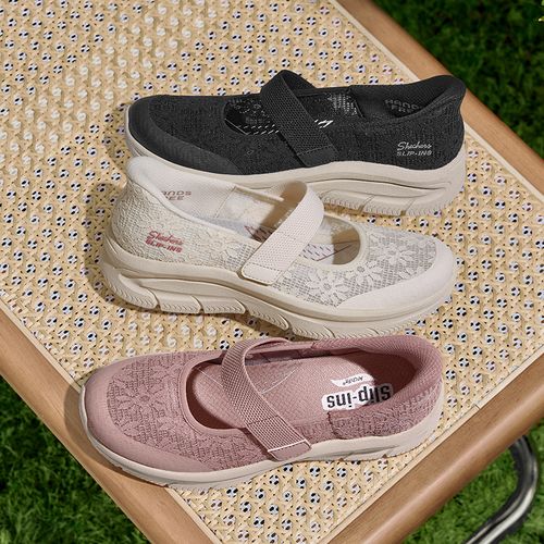 Skechers斯凯奇闪穿鞋魔术贴蕾丝玛丽珍女鞋轻便透气厚底休闲单鞋主图
