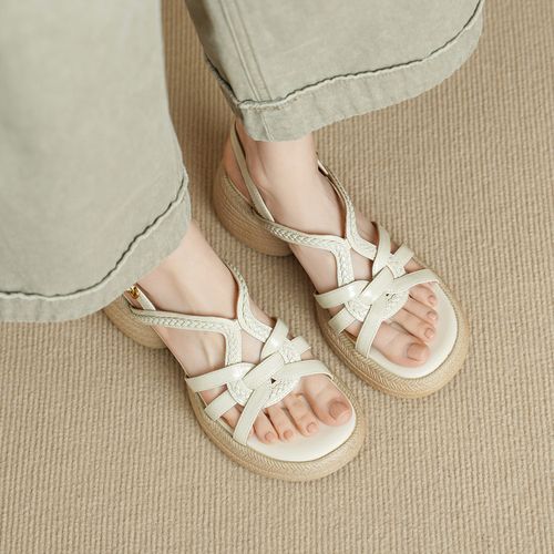 6.5CM2026夏季粗跟厚底凉鞋女款时尚百搭高跟新款休闲露趾女鞋主图