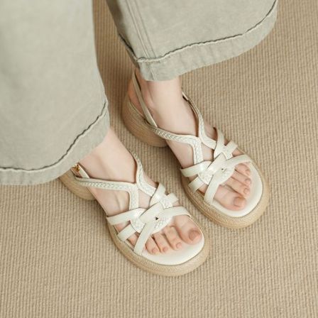6.5CM2026夏季粗跟厚底凉鞋女款时尚百搭高跟新款休闲露趾女鞋