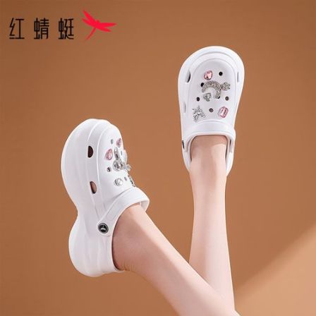 红蜻蜓凉鞋洞洞鞋女款外穿夏季透气厚底拖鞋舒适软底包头沙滩鞋子