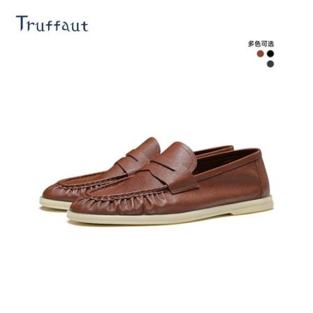 【袋鼠皮】Truffaut夏季复古时尚乐福鞋舒适平底一脚蹬休闲透气男鞋