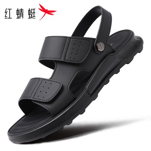 红蜻蜓男皮凉鞋夏季新款休闲爸爸开车两用凉拖鞋防臭防滑沙滩鞋男主图