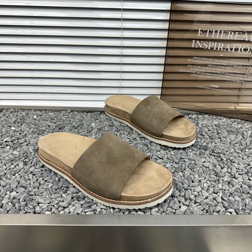 夏季男士老钱风拖鞋真皮透气百搭厚底休闲一字拖外穿网红凉拖鞋男主图