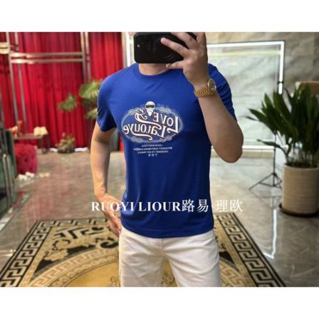 【路易理欧】夏季数码印时尚墨镜小老头休闲男士短袖95370