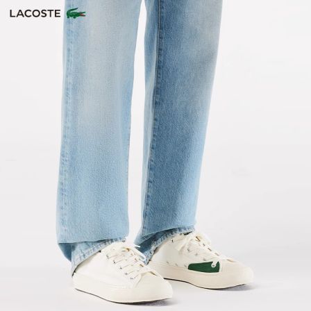 LACOSTE法国鳄鱼男鞋时尚纯色帆布鞋系带小白鞋休闲鞋|47CMA0006