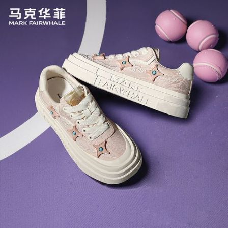 马克华菲厚底板鞋女2026防滑新款网面透气增高运动休闲鞋女运动鞋