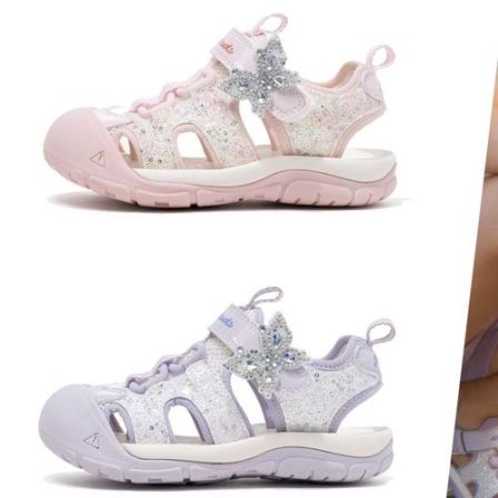 【亚姐专属】女童新款闪钻蝴蝶结软底防滑护趾包头凉鞋62259ZA