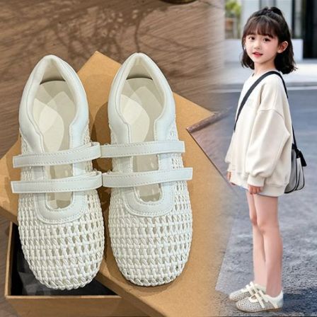 女童单鞋2026夏季新款编织镂空小白鞋薄底休闲爆款玛丽珍运动凉鞋