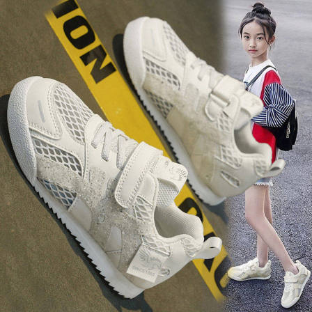 女童鞋子2026新款夏季透气网面儿童小白鞋单网阿甘鞋女孩运动板鞋