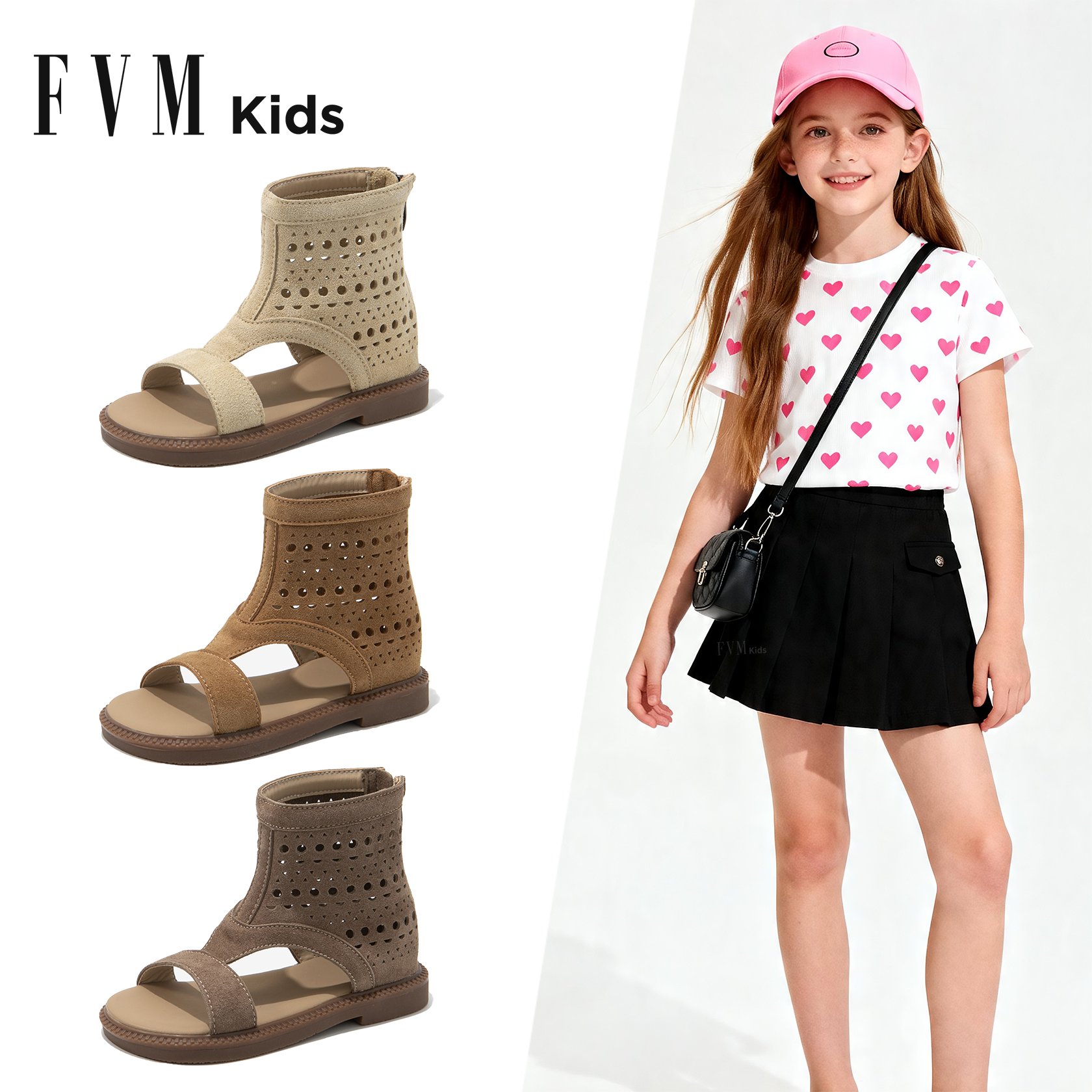 FVM女童鞋子儿童公主女童凉鞋2026新款夏季夏款软底罗马大童女孩主图