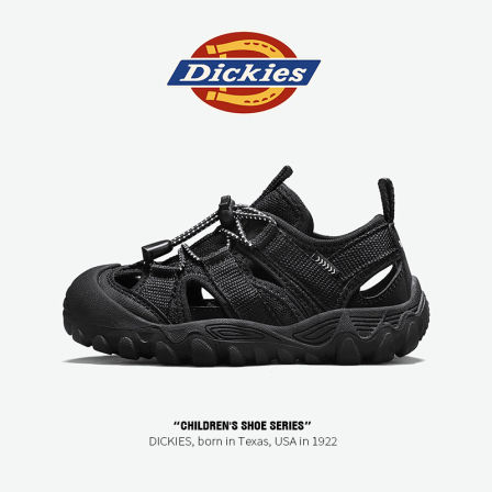 Dickies儿童黑色凉鞋男童溯溪运动鞋夏季2026新款女童防滑沙滩鞋