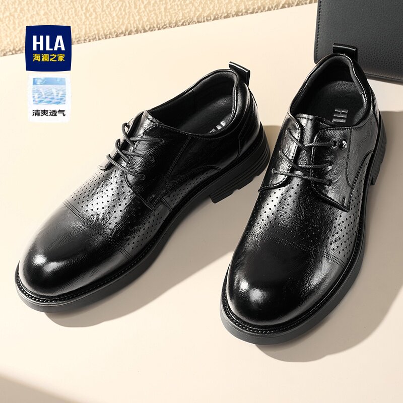 海澜之家男士皮鞋夏季2026新款正装黑色高档德比鞋薄款舒适结婚鞋主图