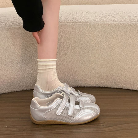 薄底轻便魔术贴玛丽珍鞋女2026夏季新款网面透气休闲运动德训鞋子