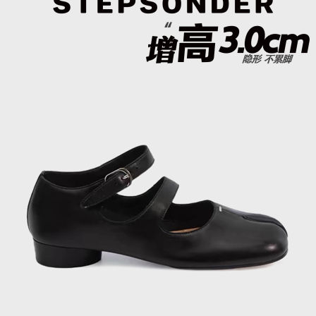 【欧阳娜娜同款】分趾玛丽珍女鞋2026新款黑色一字扣粗跟浅口单鞋