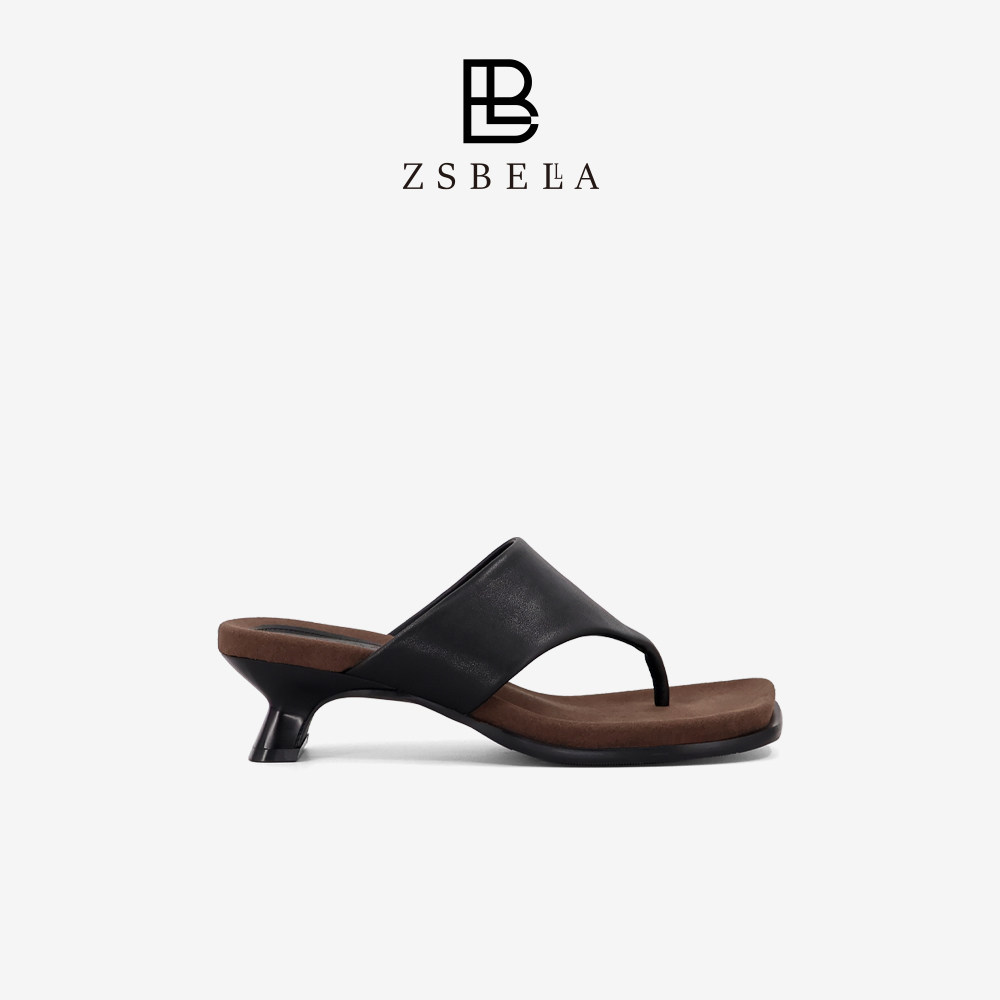 ZSBELLA【猫跟拖】新款牛皮拖鞋跟高5.5cm主图