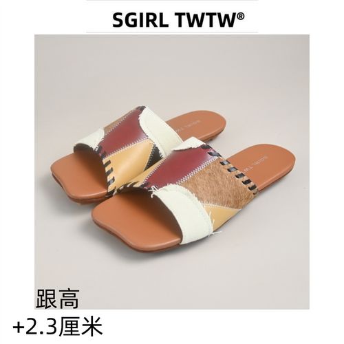 SGIRL TWTW慵懒风芒果头一字拖女2026夏外穿几何拼接露趾凉拖鞋主图