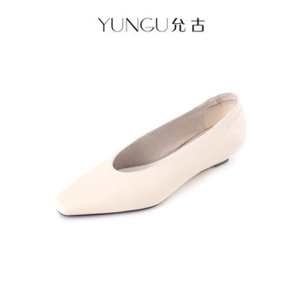YUNGU允古 法式温柔风单鞋 方头浅口设计显脚瘦通勤百搭不挤脚女