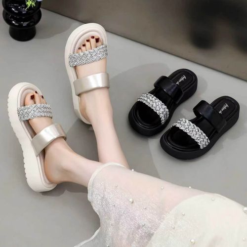 大码女鞋40-43法式水钻拖鞋外穿夏季高级感配裙子沙滩凉鞋一字拖主图