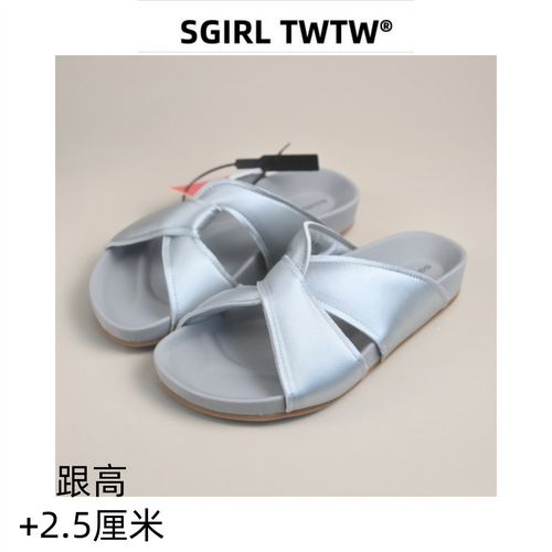 SGIRL 足弓交叉带一字拖女2026新夏外穿沙丁布穆勒鞋软面露趾凉鞋主图