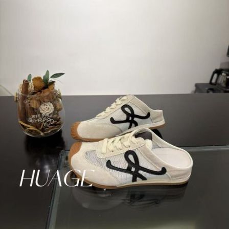 丑萌透气拼色懒人一脚蹬德训半拖板鞋女跟高3CM-HGX260513