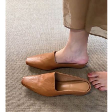 牛皮版~法式小众复古风内增高包头半拖女外穿一脚蹬气质穆勒鞋